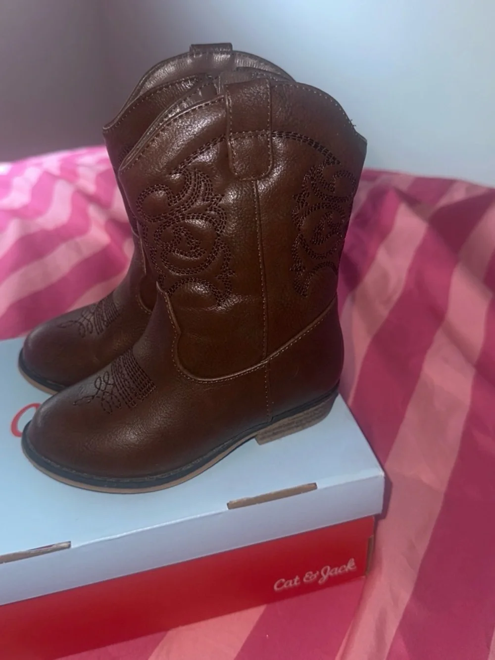 Cat & Jack Cognac Brown Kids' Western Boots